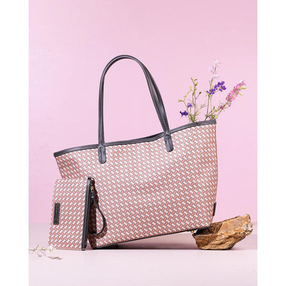 The Leather Garden Womens Malibu Tote Bag Flamingo Pink with Pouch