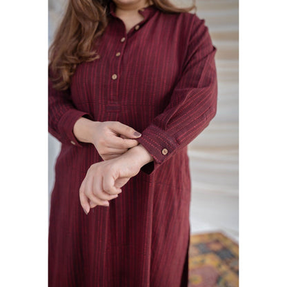 The Indian Ethnic Co. Slub Cotton Brown Kurta