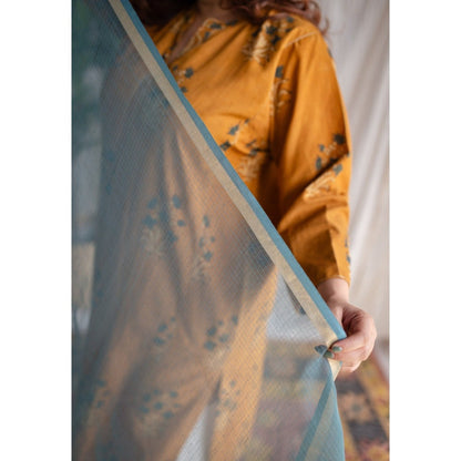 The Indian Ethnic Co. Blue Kota Doria Cotton Dupatta