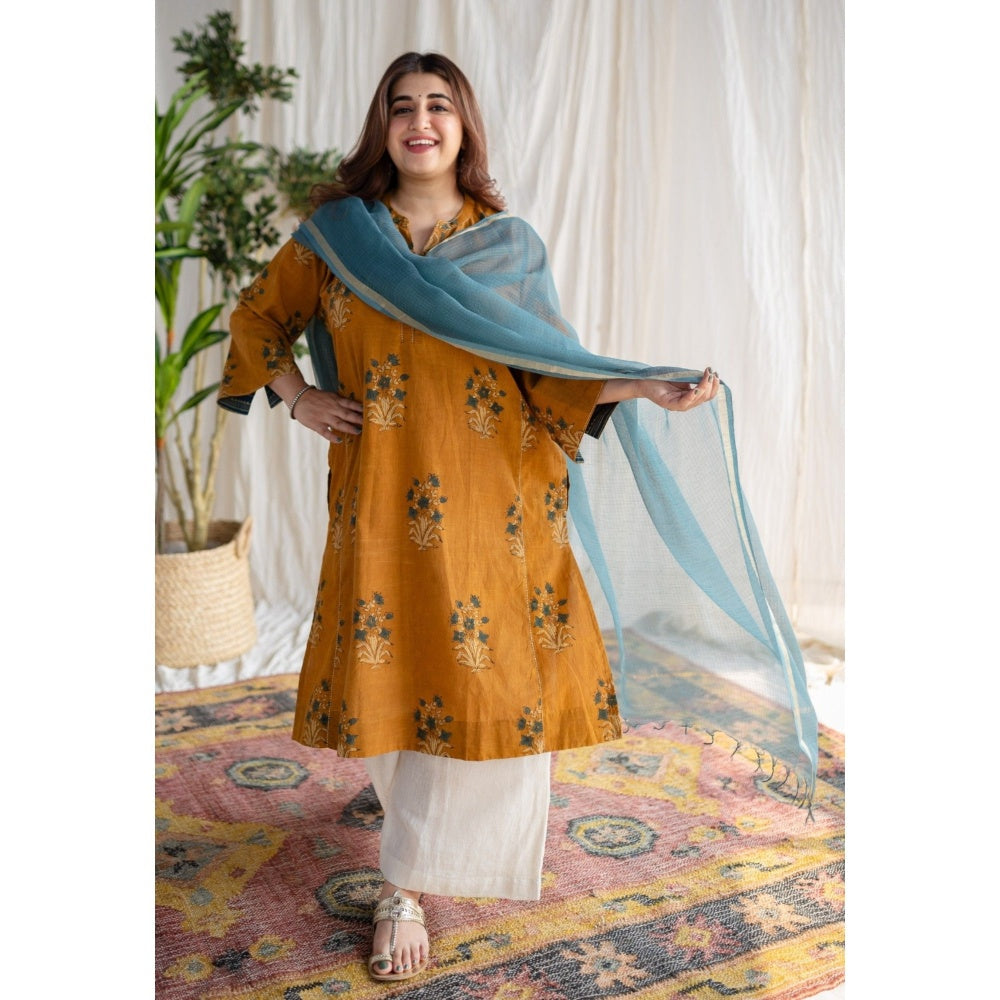 The Indian Ethnic Co. Blue Kota Doria Cotton Dupatta