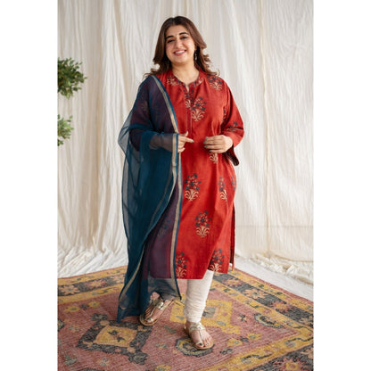The Indian Ethnic Co. Blue Kota Doria Cotton Dupatta