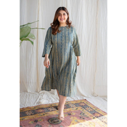 The Indian Ethnic Co. Ajrakh Cotton Midi Dress