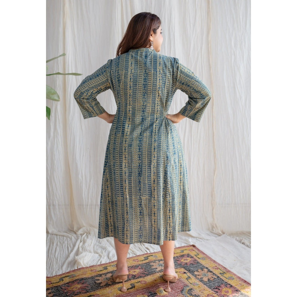 The Indian Ethnic Co. Ajrakh Cotton Midi Dress