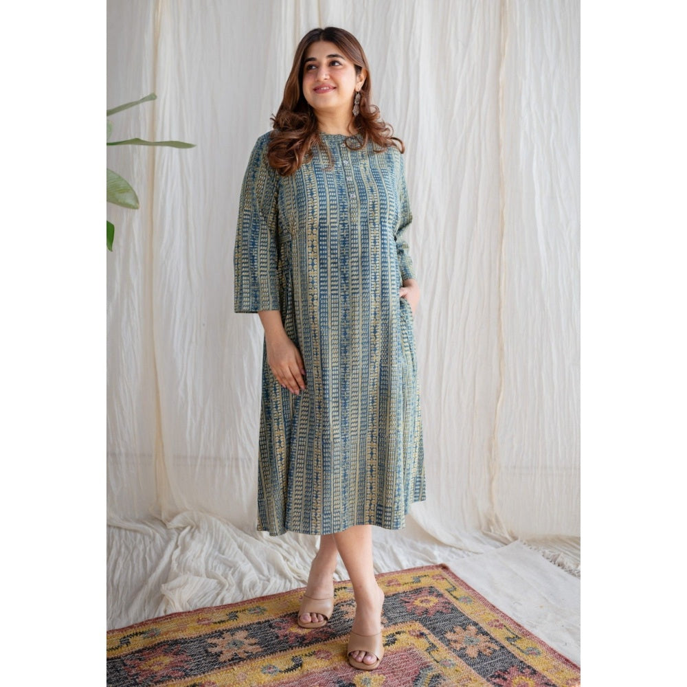 The Indian Ethnic Co. Ajrakh Cotton Midi Dress
