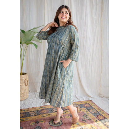 The Indian Ethnic Co. Ajrakh Cotton Midi Dress