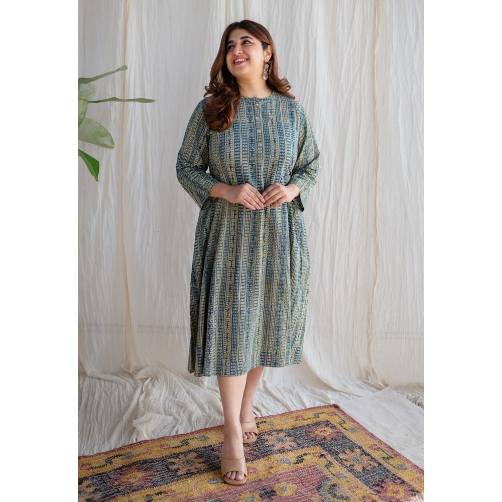 The Indian Ethnic Co. Ajrakh Cotton Midi Dress