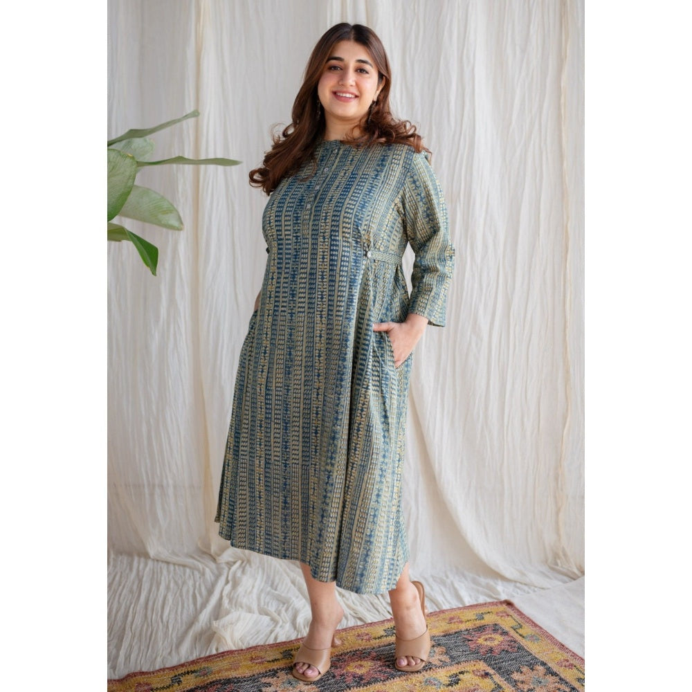 The Indian Ethnic Co. Ajrakh Cotton Midi Dress