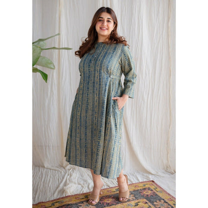The Indian Ethnic Co. Ajrakh Cotton Midi Dress
