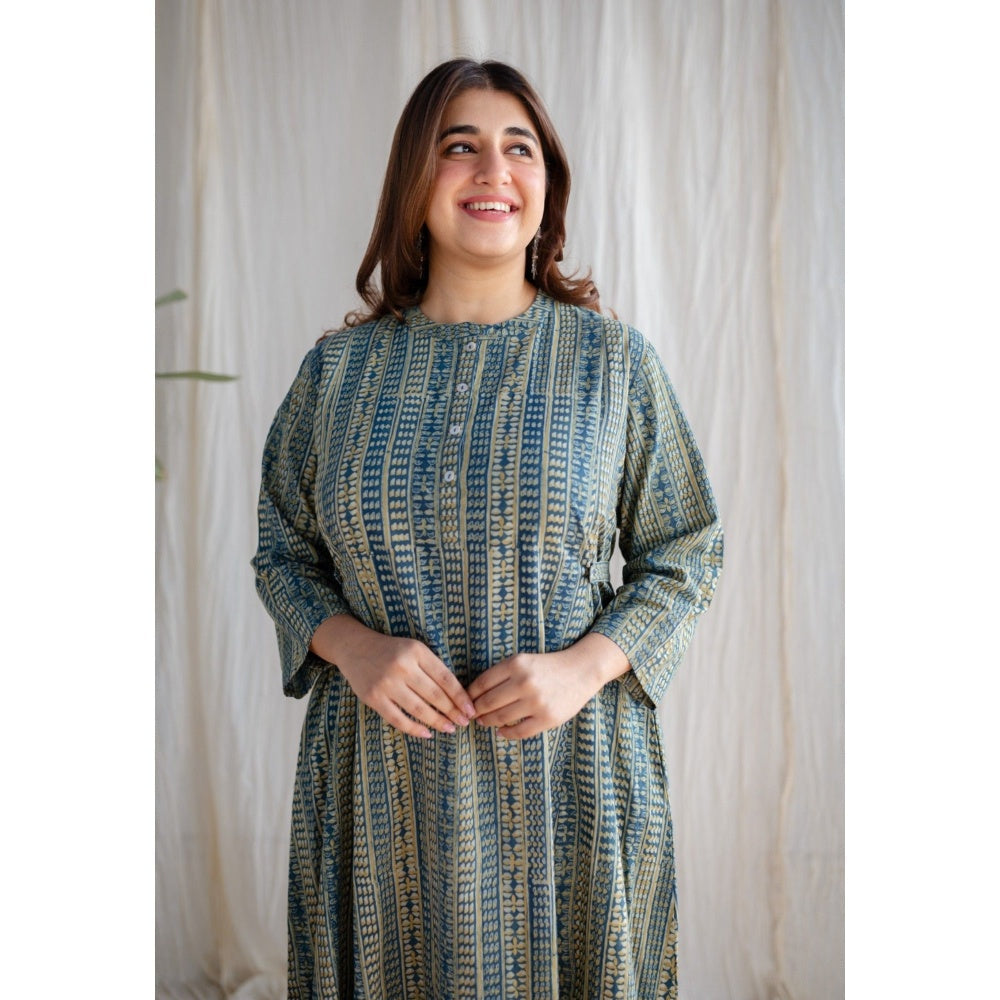 The Indian Ethnic Co. Ajrakh Cotton Midi Dress