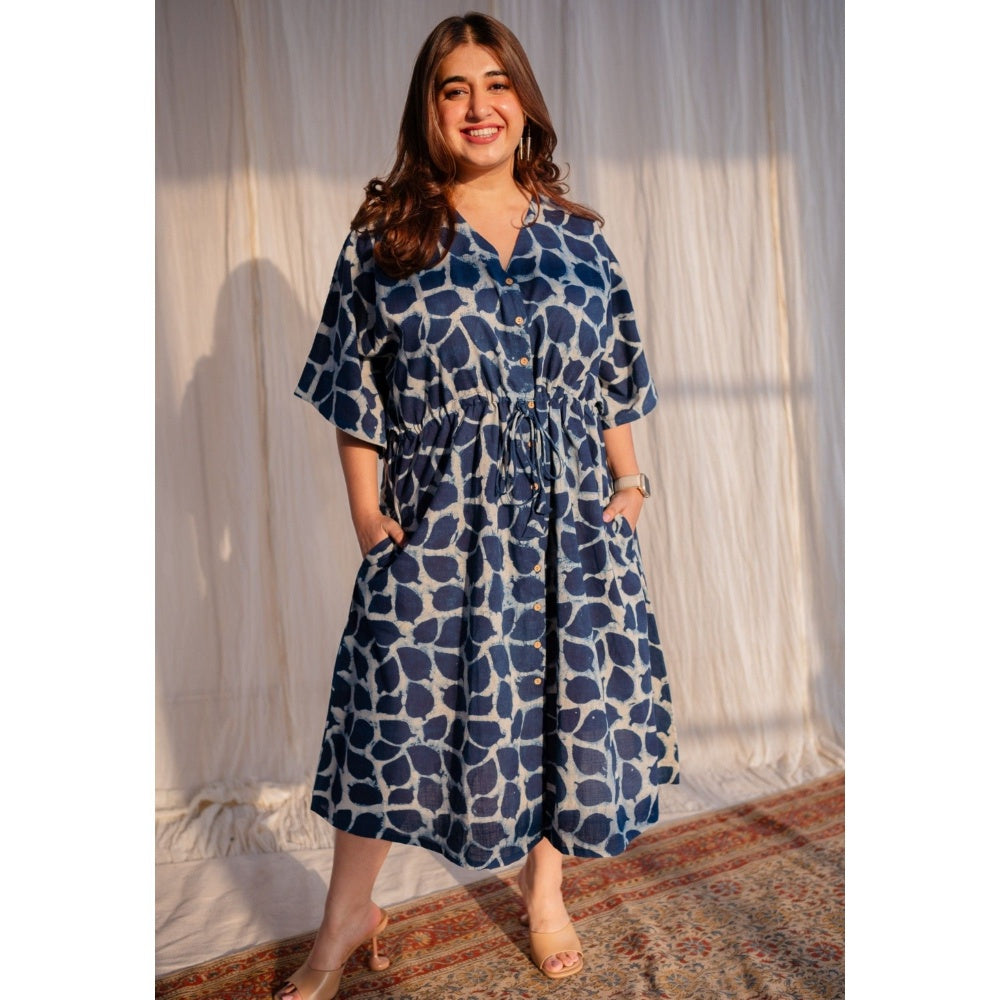 The Indian Ethnic Co. Dabu Slub Cotton Kaftan Dress