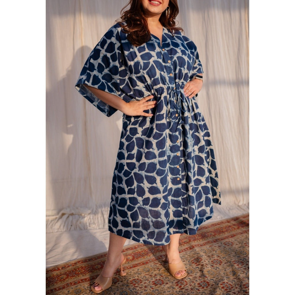 The Indian Ethnic Co. Dabu Slub Cotton Kaftan Dress