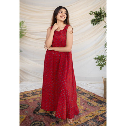 The Indian Ethnic Co. Ajrakh Cotton Maxi Dress
