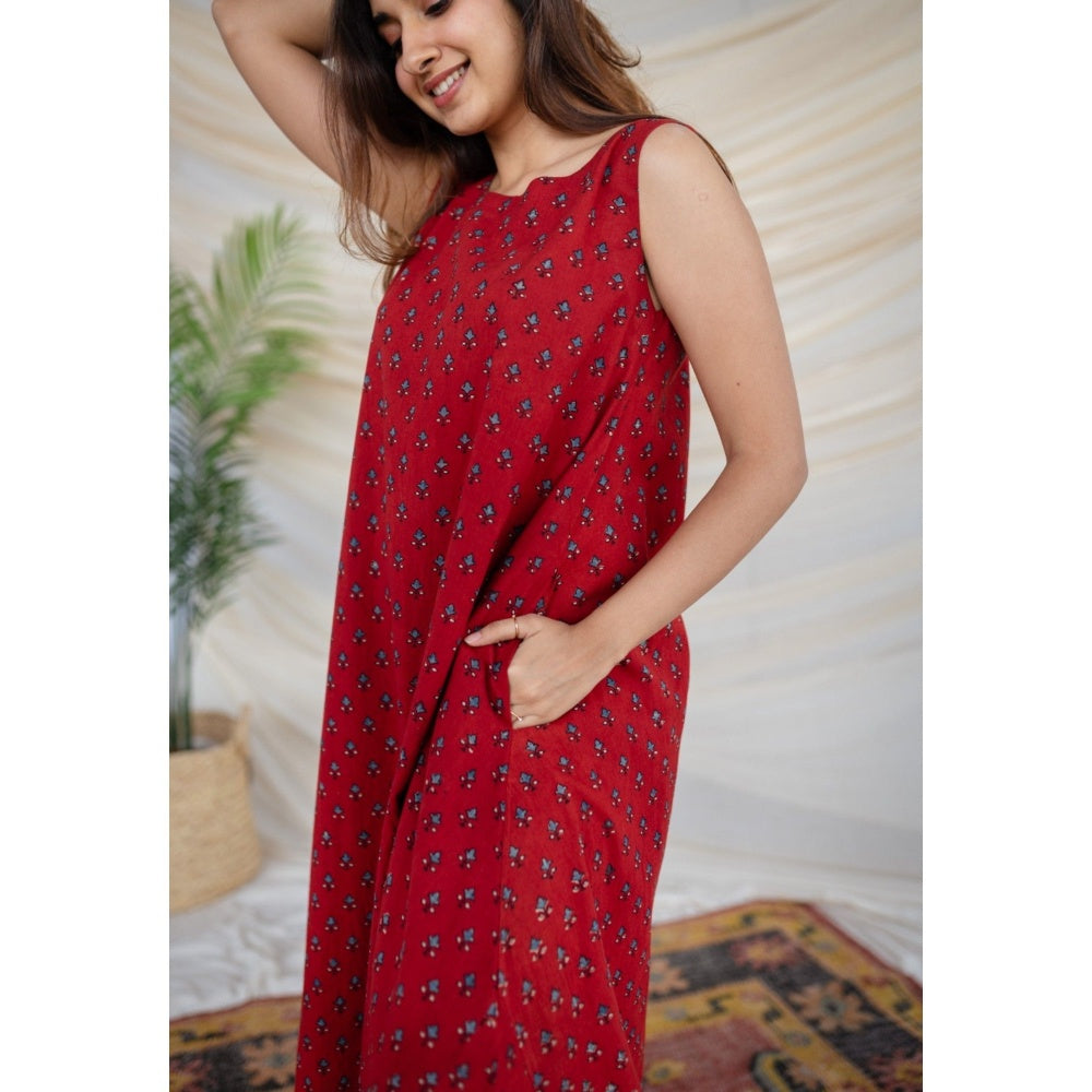 The Indian Ethnic Co. Ajrakh Cotton Maxi Dress