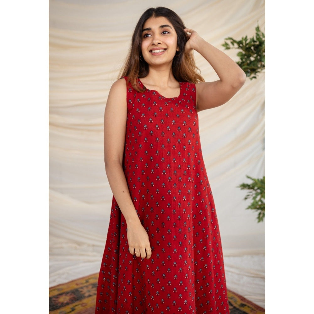 The Indian Ethnic Co. Ajrakh Cotton Maxi Dress