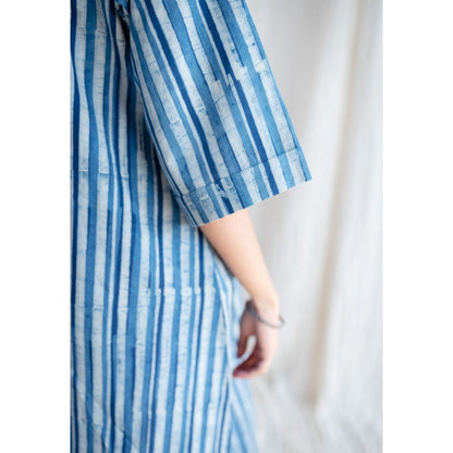 The Indian Ethnic Co. Indigo Dabu Cotton Midi Dress