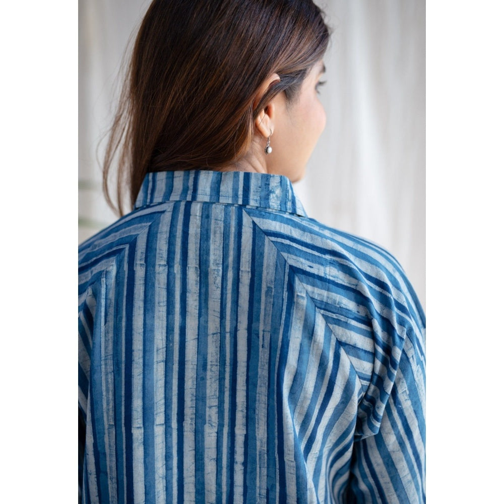 The Indian Ethnic Co. Indigo Dabu Cotton Midi Dress
