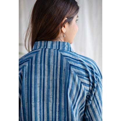 The Indian Ethnic Co. Indigo Dabu Cotton Midi Dress