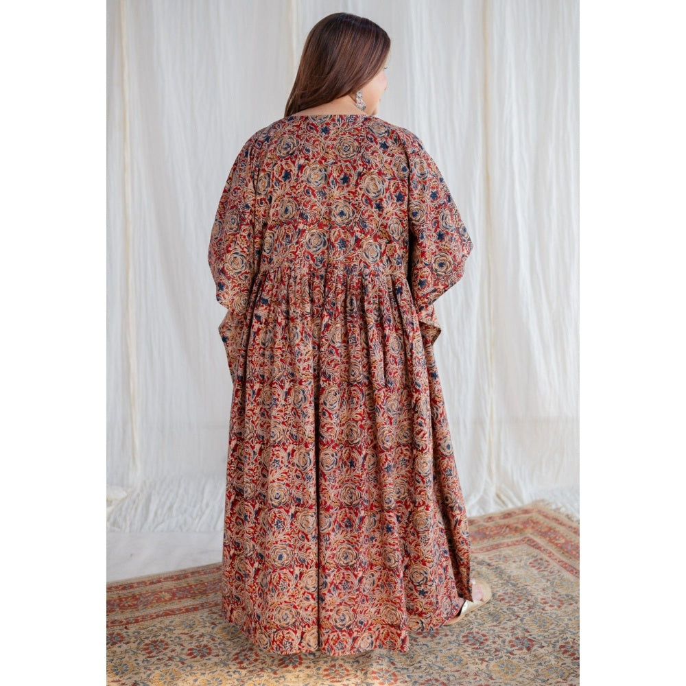 The Indian Ethnic Co. Madder Kalamkari Cotton Kaftan Dress