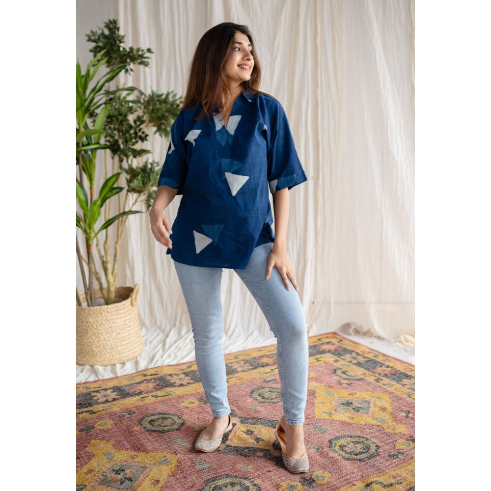 The Indian Ethnic Co. Indigo Dabu Cotton Tunic