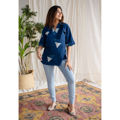 The Indian Ethnic Co. Indigo Dabu Cotton Tunic