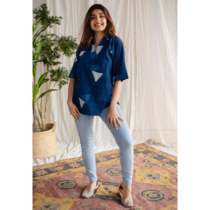 The Indian Ethnic Co. Indigo Dabu Cotton Tunic