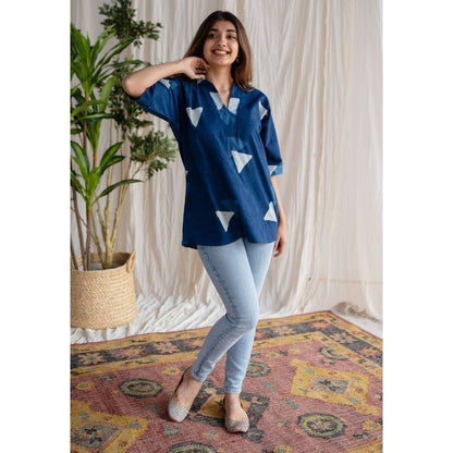 The Indian Ethnic Co. Indigo Dabu Cotton Tunic