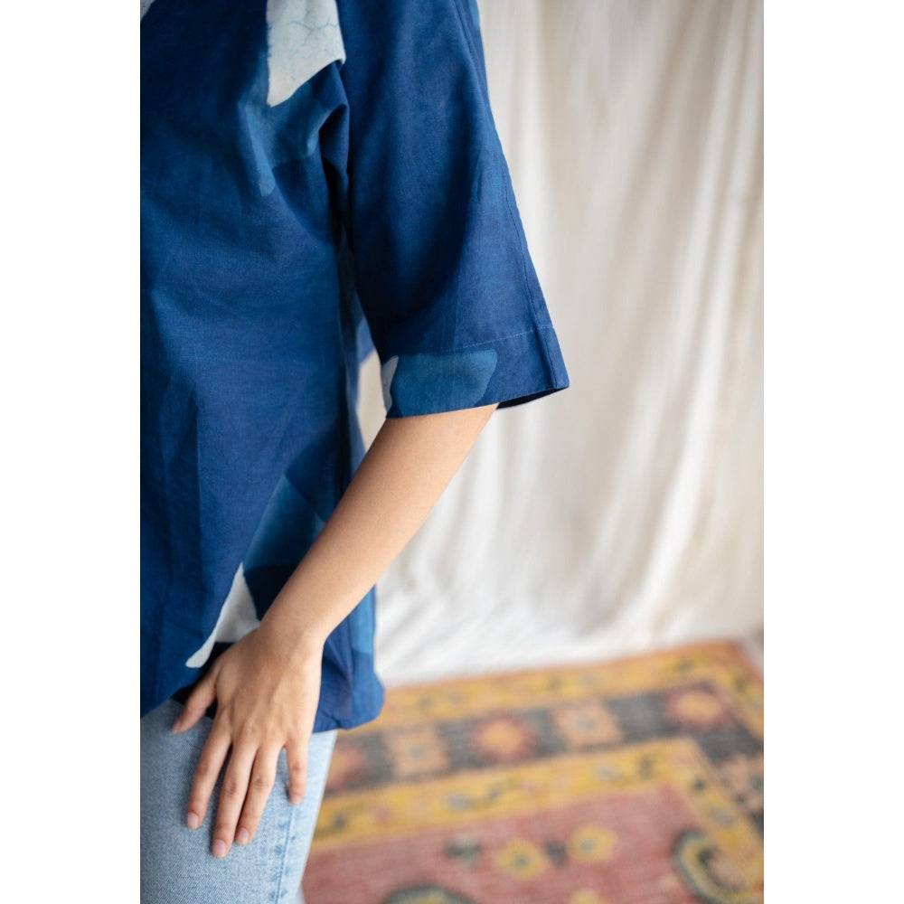 The Indian Ethnic Co. Indigo Dabu Cotton Tunic