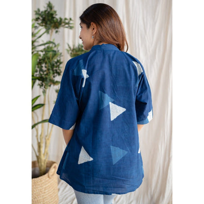 The Indian Ethnic Co. Indigo Dabu Cotton Tunic