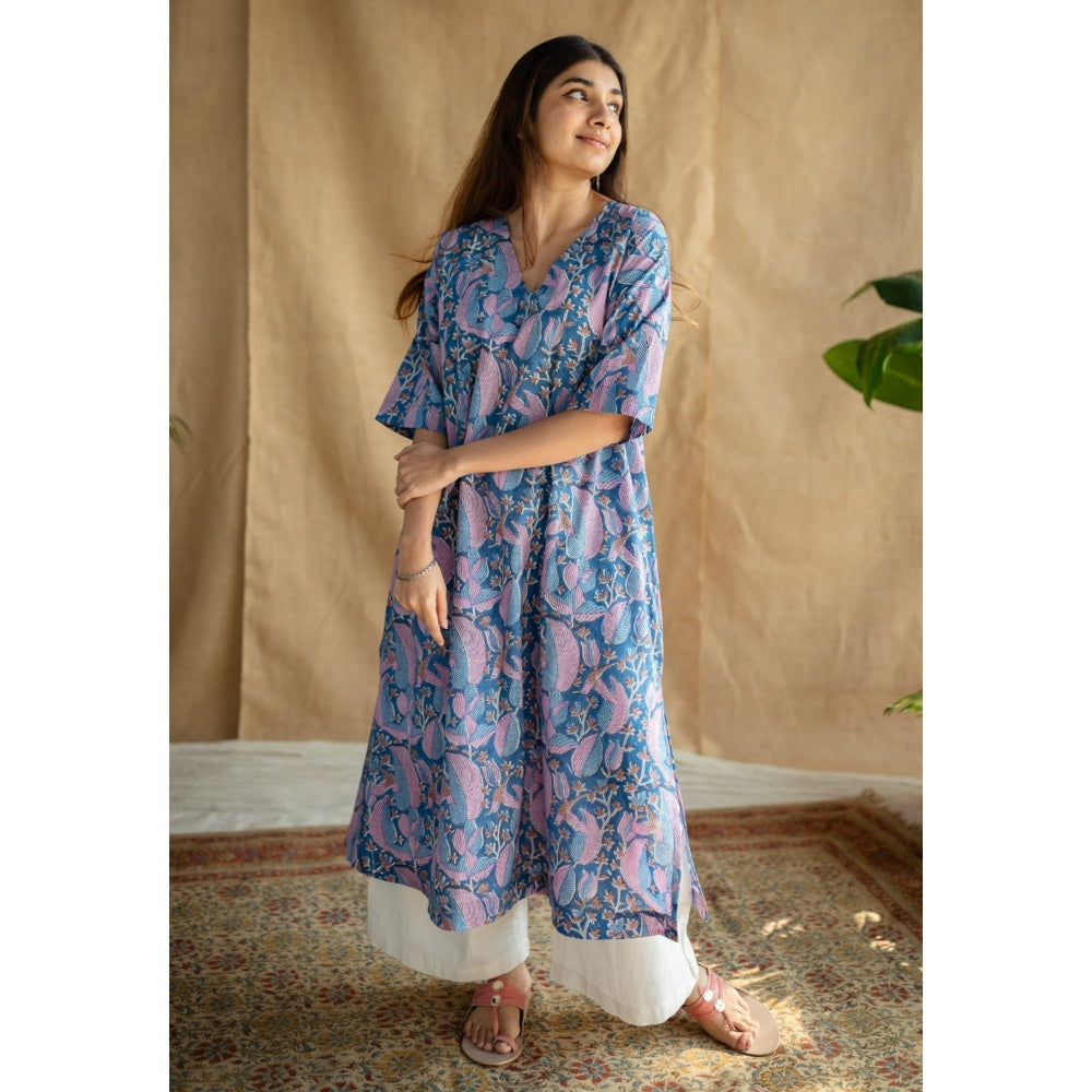 The Indian Ethnic Co. Sanganeri Slub Cotton Kurta for Women