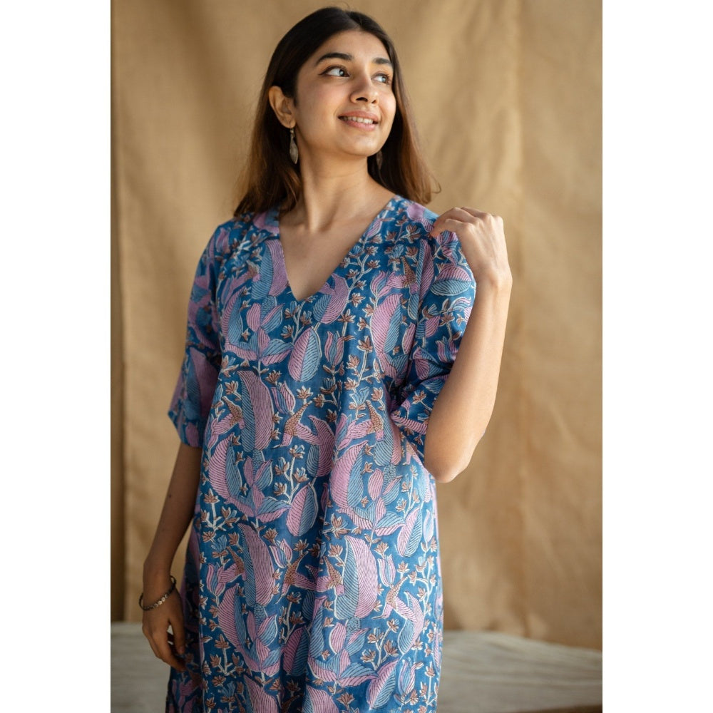 The Indian Ethnic Co. Sanganeri Slub Cotton Kurta for Women