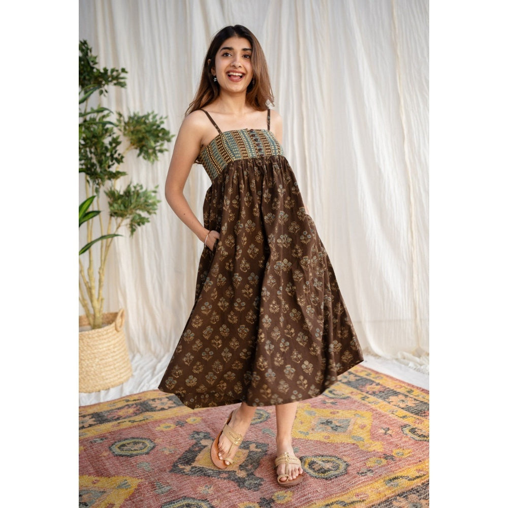 The Indian Ethnic Co. Ajrakh Cotton Midi Dress