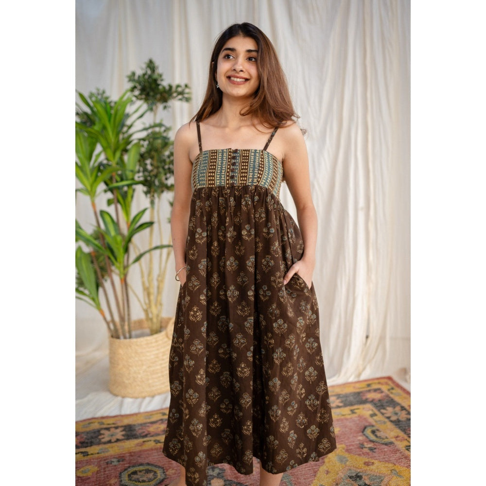 The Indian Ethnic Co. Ajrakh Cotton Midi Dress