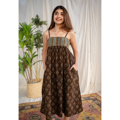 The Indian Ethnic Co. Ajrakh Cotton Midi Dress