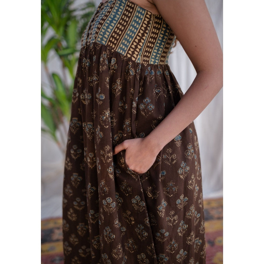 The Indian Ethnic Co. Ajrakh Cotton Midi Dress