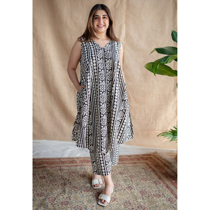 The Indian Ethnic Co. Fakira Mul Co-Ord Kurta with Pant (Set of 2)