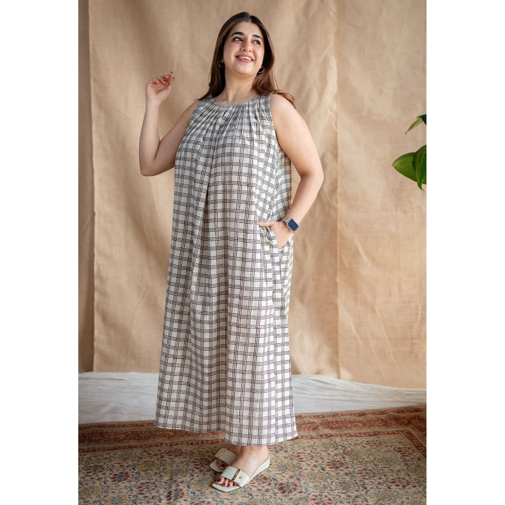 The Indian Ethnic Co. Off White Fakira Mul Dress