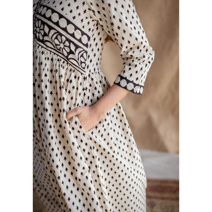 The Indian Ethnic Co. Off White Fakira Mul Dress