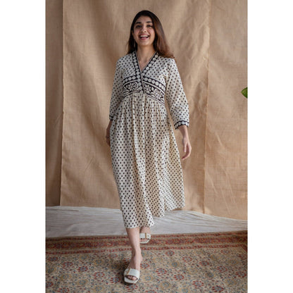 The Indian Ethnic Co. Off White Fakira Mul Dress