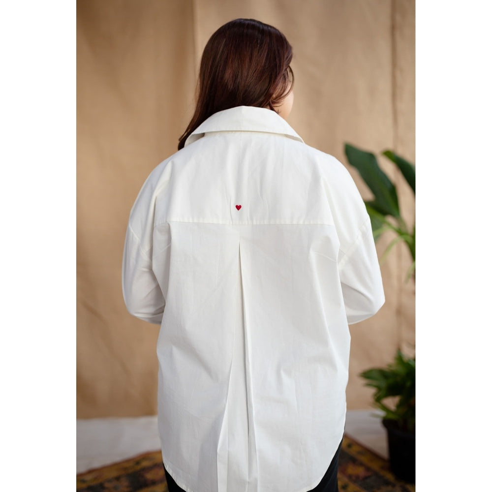 The Indian Ethnic Co. White Poplin Cotton Solid Shirt