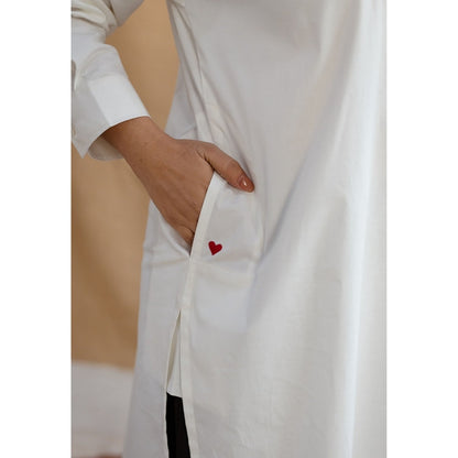 The Indian Ethnic Co. White Poplin Cotton Solid Kurta