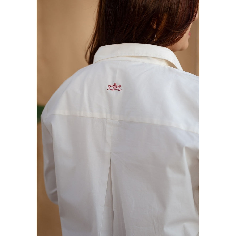 The Indian Ethnic Co. White Poplin Cotton Solid Kurta