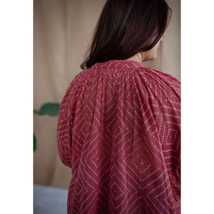 The Indian Ethnic Co. Coral Batik Natural Dyed MulMul Cotton Top