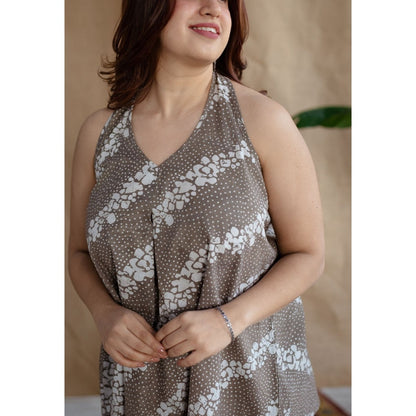 The Indian Ethnic Co. Grey Batik Cotton Top