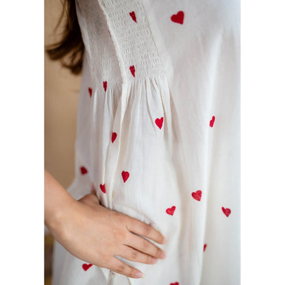 The Indian Ethnic Co. White Printed Cotton Kurta with Palazzo (Set of 2)