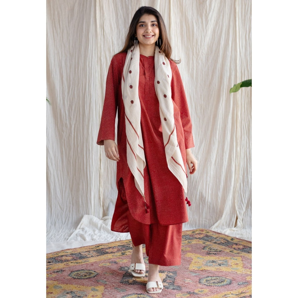 The Indian Ethnic Co. Bombay Ajrakh Red Cotton Co-Ord (Set of 2)