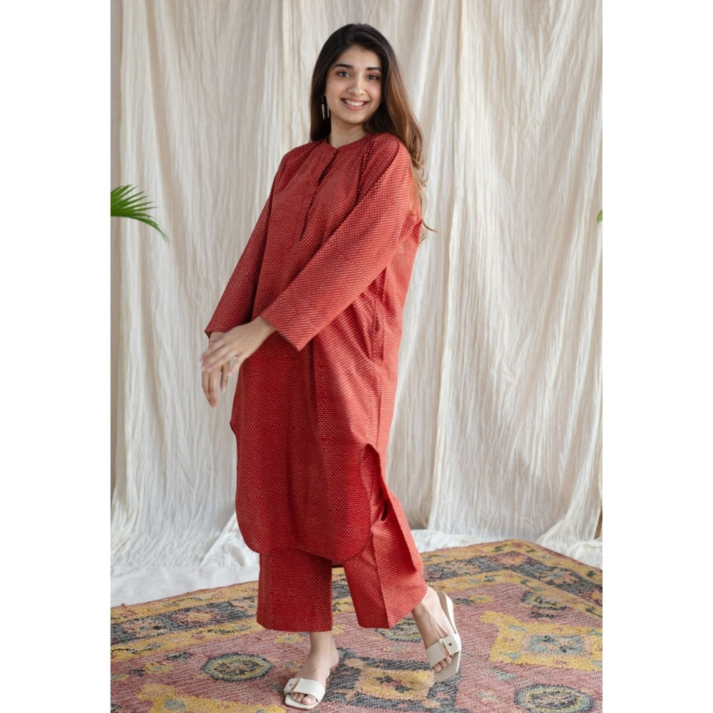 The Indian Ethnic Co. Bombay Ajrakh Red Cotton Co-Ord (Set of 2)
