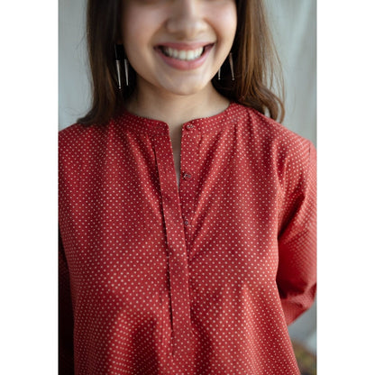 The Indian Ethnic Co. Bombay Ajrakh Red Cotton Co-Ord (Set of 2)