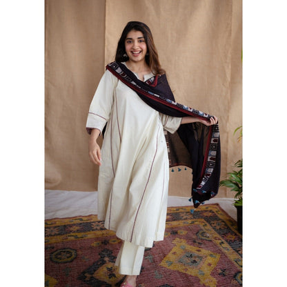 The Indian Ethnic Co. Blue Ajrakh Mulmul Cotton Printed Dupatta