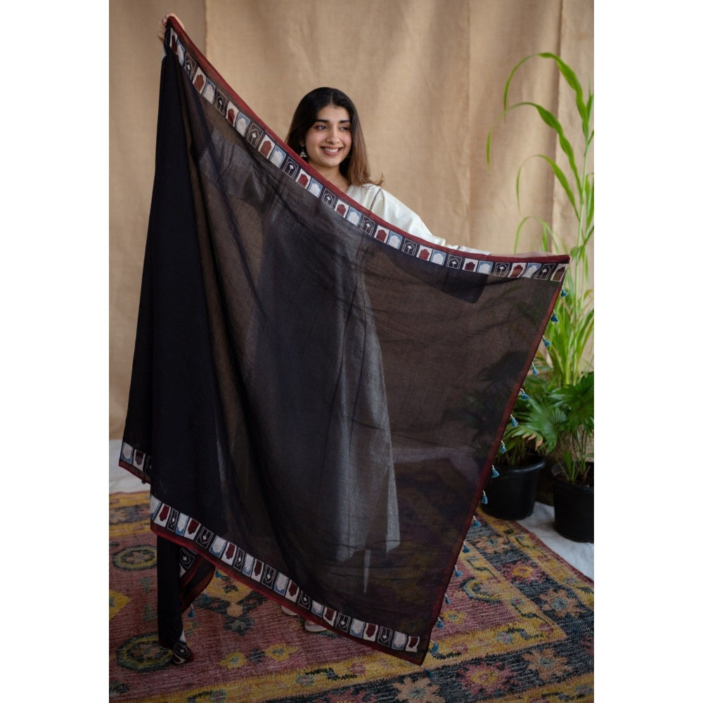The Indian Ethnic Co. Blue Ajrakh Mulmul Cotton Printed Dupatta