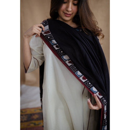 The Indian Ethnic Co. Blue Ajrakh Mulmul Cotton Printed Dupatta